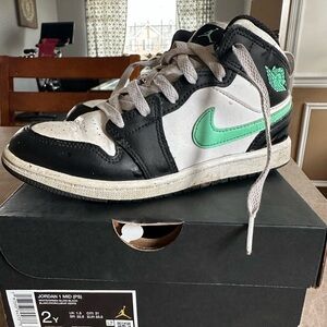 Nike Air Jordan 1 Mid Black and Mint Sneakers